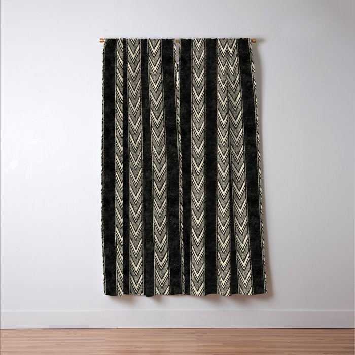 Canyon Stripe - black and cream Window Curtain Gallery Image 3