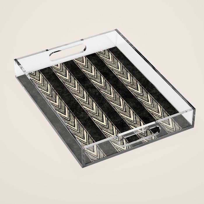 Canyon Stripe - black and cream Acrylic Tray Gallery Image 1
