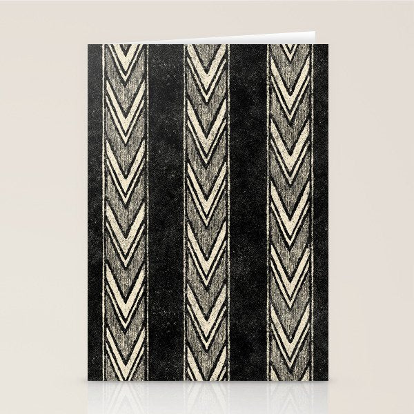 Canyon Stripe - black and cream Stationery Card Gallery Image 1