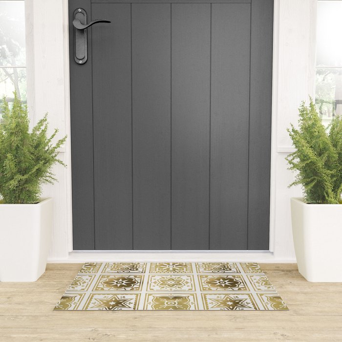 Talavera Mexican Tile - Gold Palette Welcome Mat Gallery Image 3