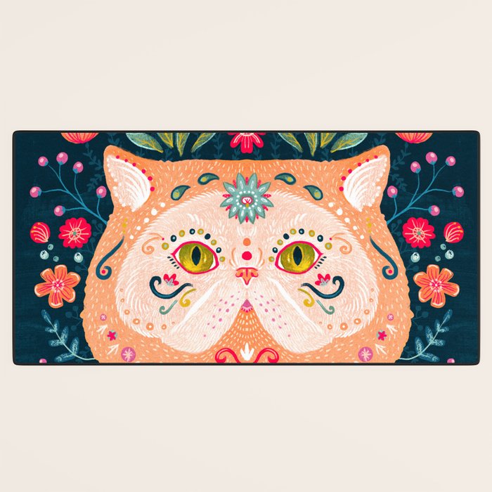 Candied Sugar Skull Kitty Desk Mat Gallery Image 3