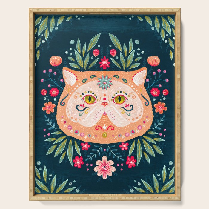 Candied Sugar Skull Kitty Serving Tray Gallery Image 1