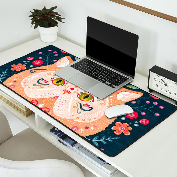Candied Sugar Skull Kitty Desk Mat Gallery Image 2
