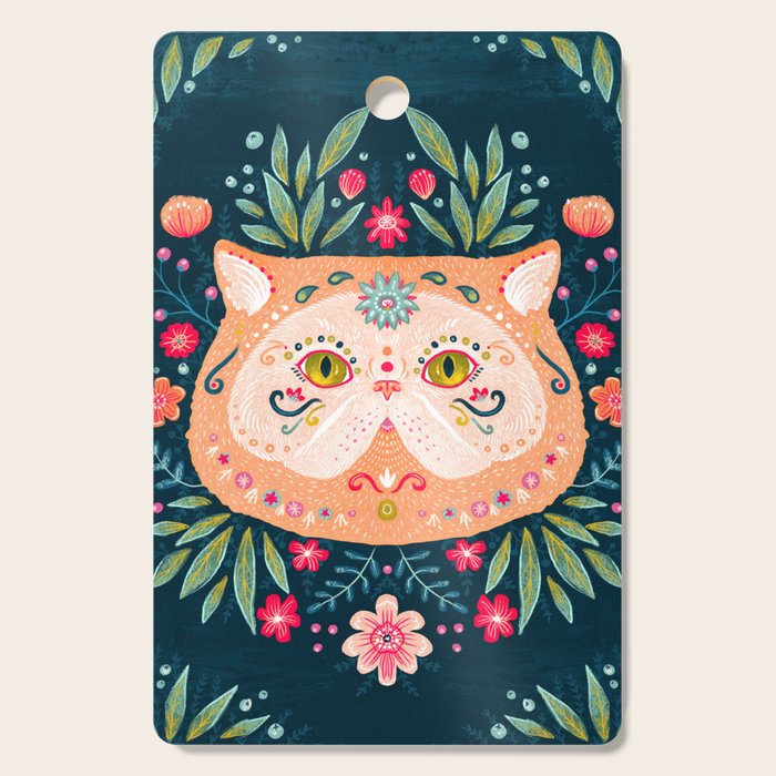 Candied Sugar Skull Kitty Cutting Board Gallery Image 1