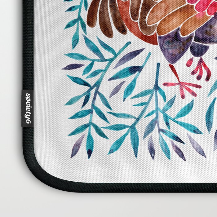 Le Coq - Watercolor Rooster with Turquoise Leaves Laptop Sleeve Gallery Image 3