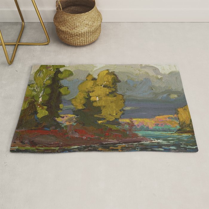 Tom Thomson Poplars by a Lake 1916 Canadian Landscape Artist Rug Gallery Image 1