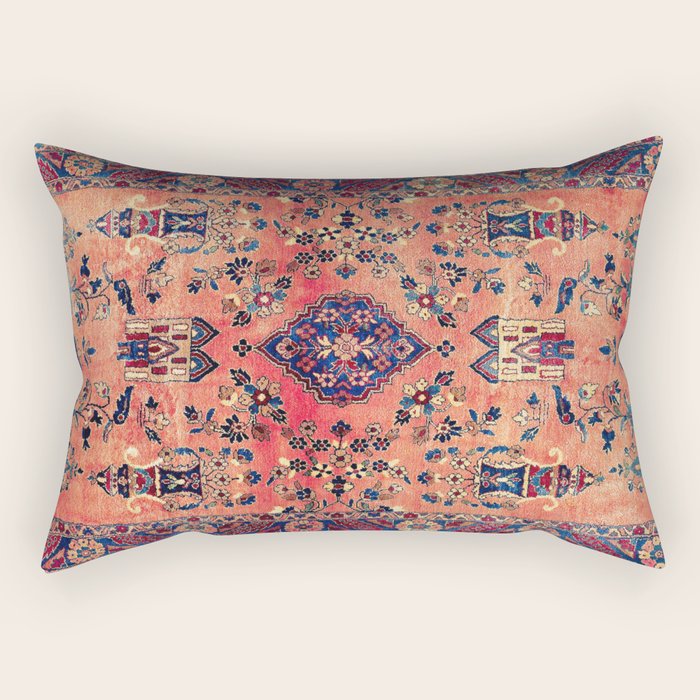 Kashan Central Persian Silk Rug Print Rectangular Pillow Gallery Image 2
