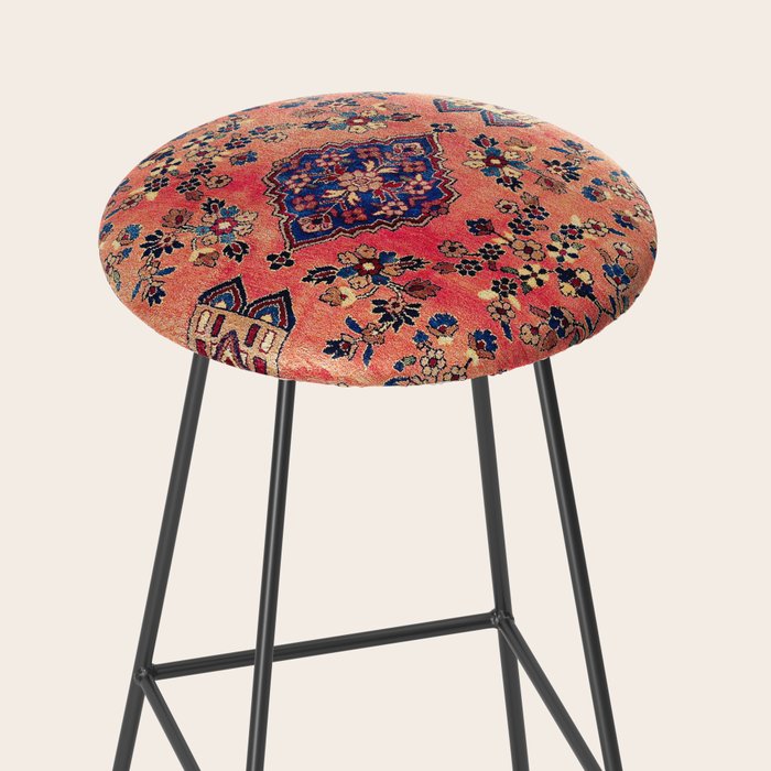 Kashan Central Persian Silk Rug Print Stool Gallery Image 2
