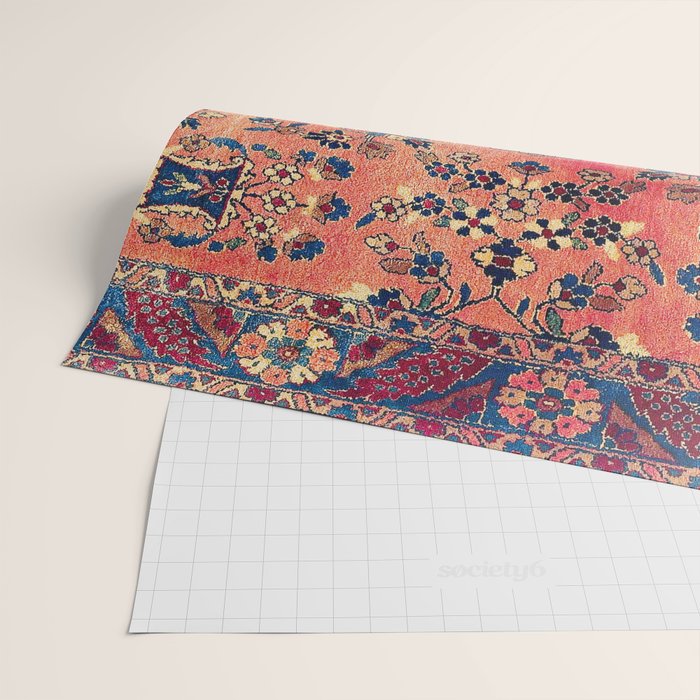 Kashan Central Persian Silk Rug Print Wrapping Paper Gallery Image 2
