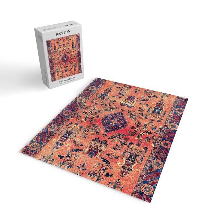 Kashan Central Persian Silk Rug Print Jigsaw Puzzle Gallery Image 2