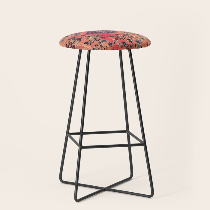 Kashan Central Persian Silk Rug Print Stool Gallery Image 1