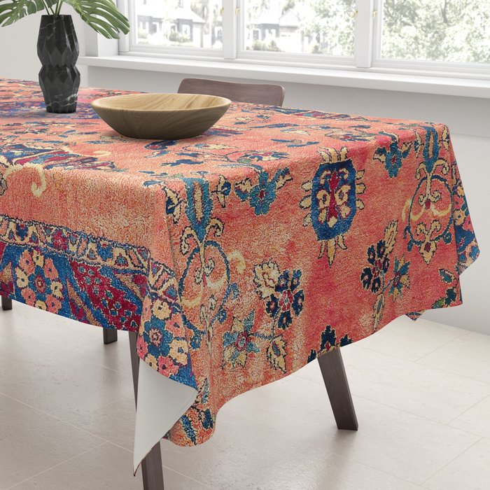 Kashan Central Persian Silk Rug Print Tablecloth Gallery Image 3