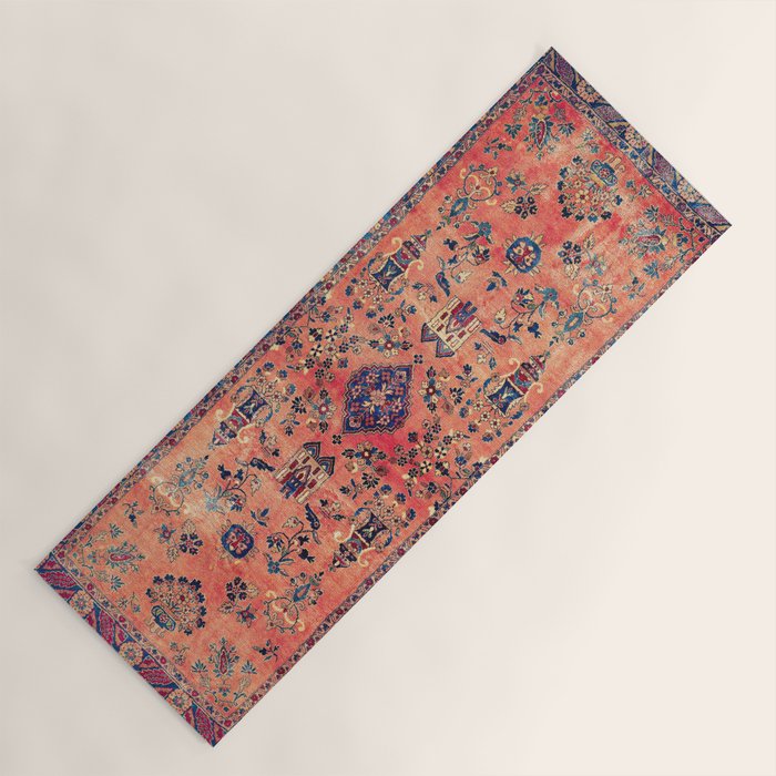 Kashan Central Persian Silk Rug Print Yoga Mat Gallery Image 1