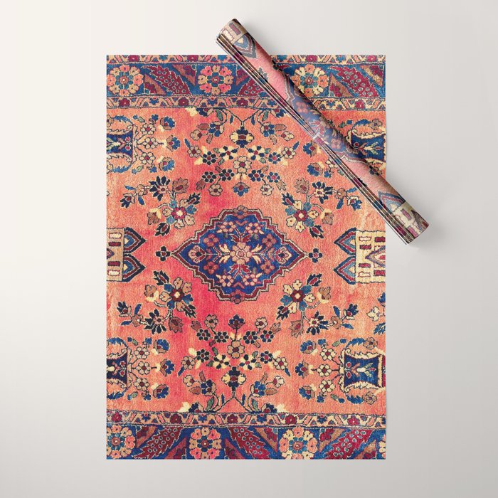 Kashan Central Persian Silk Rug Print Wrapping Paper Gallery Image 1