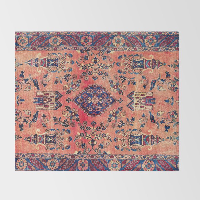 Kashan Central Persian Silk Rug Print Throw Blanket Gallery Image 2