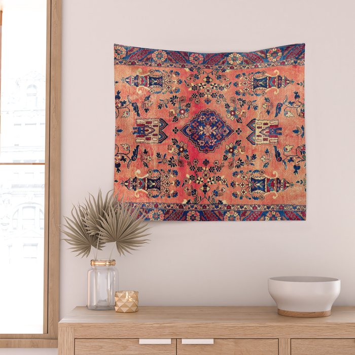 Kashan Central Persian Silk Rug Print Wall Tapestry Gallery Image 2