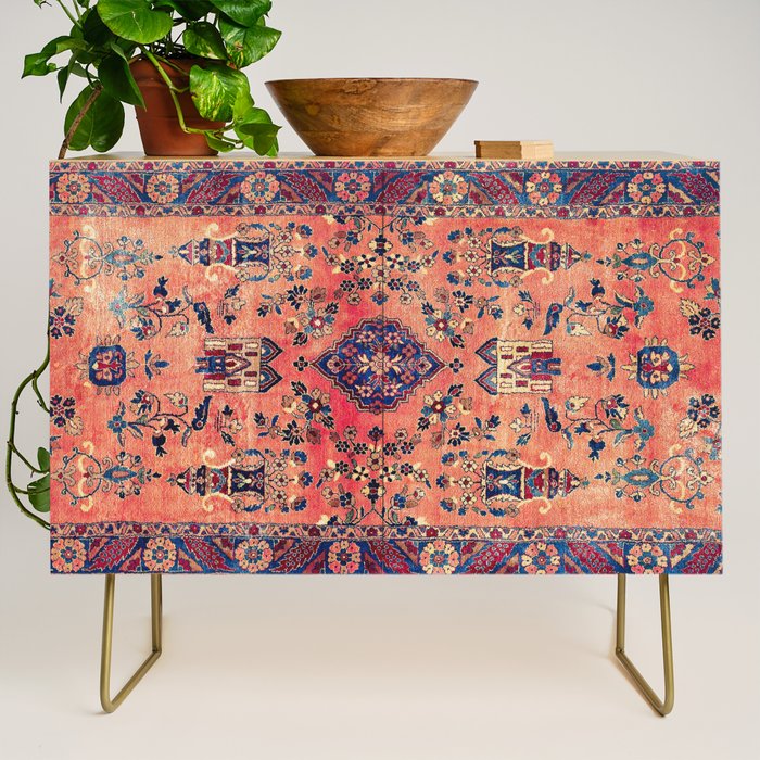 Kashan Central Persian Silk Rug Print Credenza Gallery Image 1