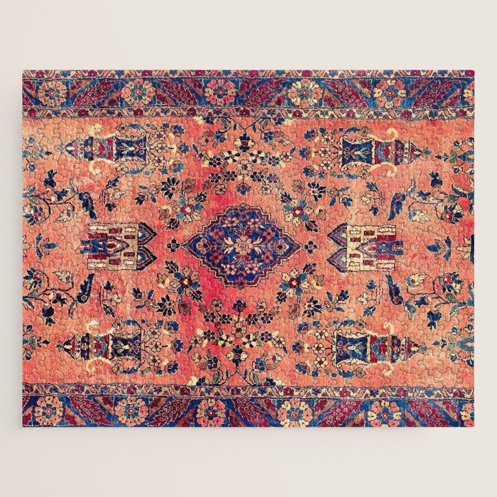 Kashan Central Persian Silk Rug Print Jigsaw Puzzle Gallery Image 1