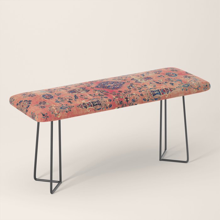 Kashan Central Persian Silk Rug Print Bench Gallery Image 1