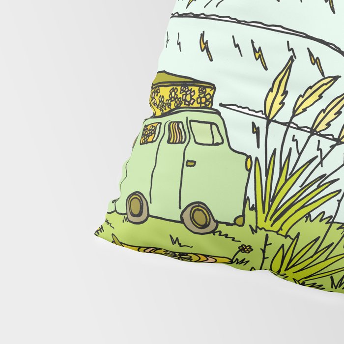 home is where you park it // wandering in new zealand // retro surf art by surfy birdy Pillow Sham Gallery Image 4