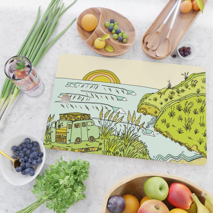 home is where you park it // wandering in new zealand // retro surf art by surfy birdy Cutting Board Gallery Image 2