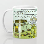 home is where you park it // wandering in new zealand // retro surf art by surfy birdy Coffee Mug Gallery Image 3
