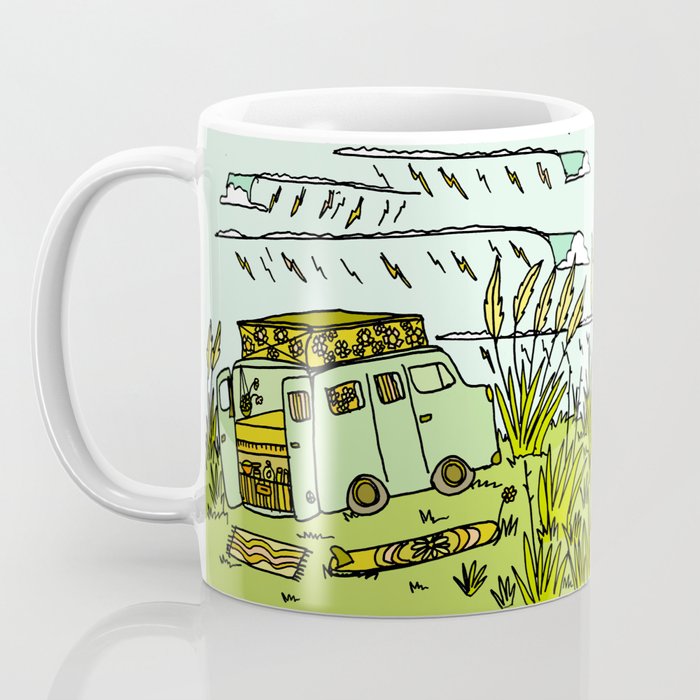 home is where you park it // wandering in new zealand // retro surf art by surfy birdy Coffee Mug Gallery Image 3