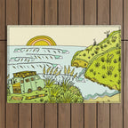 home is where you park it // wandering in new zealand // retro surf art by surfy birdy Outdoor Rug Gallery Image 1
