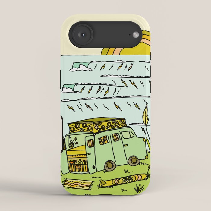 home is where you park it // wandering in new zealand // retro surf art by surfy birdy iPhone Case Gallery Image 2