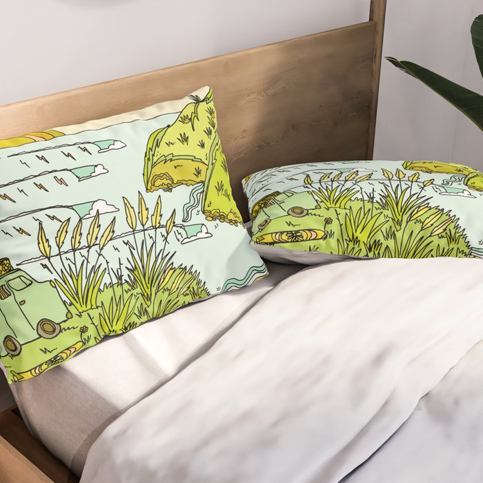 home is where you park it // wandering in new zealand // retro surf art by surfy birdy Pillow Sham Gallery Image 2
