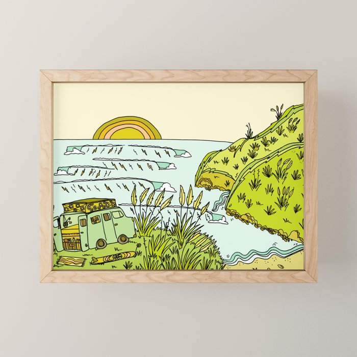 home is where you park it // wandering in new zealand // retro surf art by surfy birdy Mini Art Print Gallery Image 1