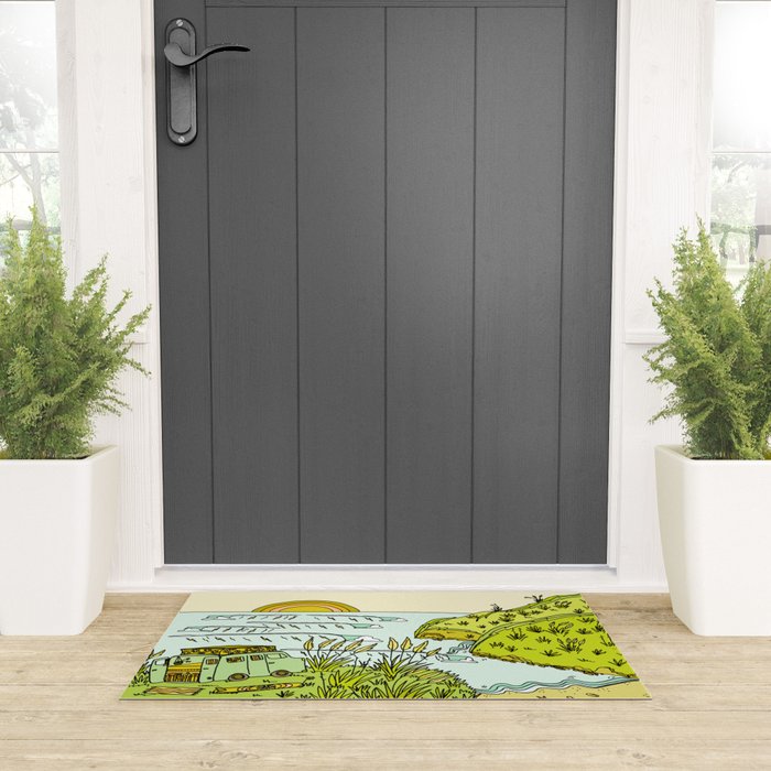 home is where you park it // wandering in new zealand // retro surf art by surfy birdy Welcome Mat Gallery Image 3