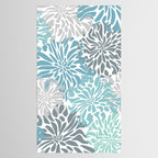 Chic, Flowers Print, Teal, Aqua, Gray Tablecloth Gallery Image 2