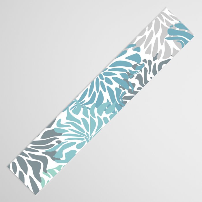 Chic, Flowers Print, Teal, Aqua, Gray Table Runner Gallery Image 3