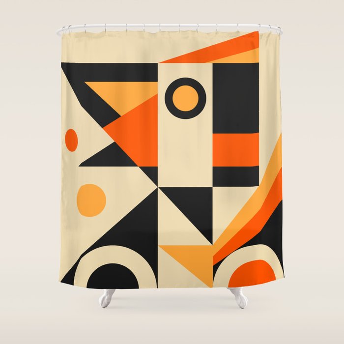 Happy Geometric Abstraction Shower Curtain Gallery Image 1