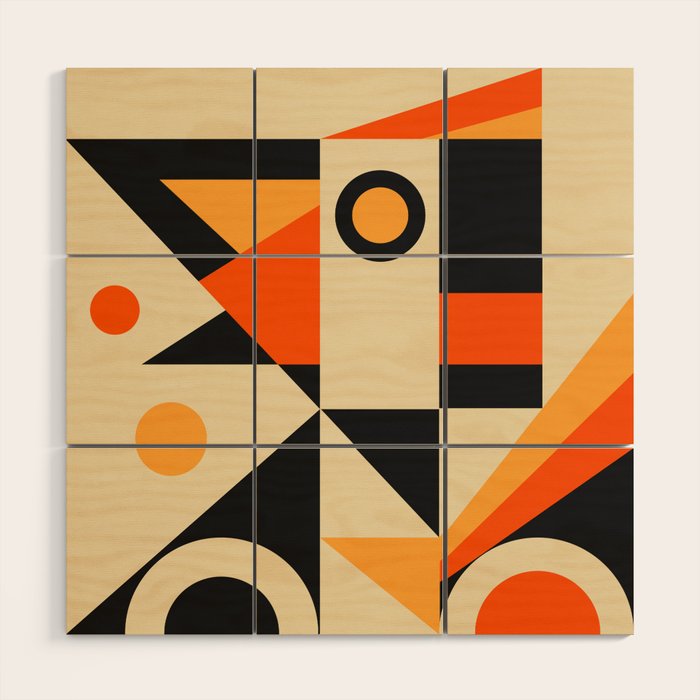 Happy Geometric Abstraction Wood Wall Art Gallery Image 1