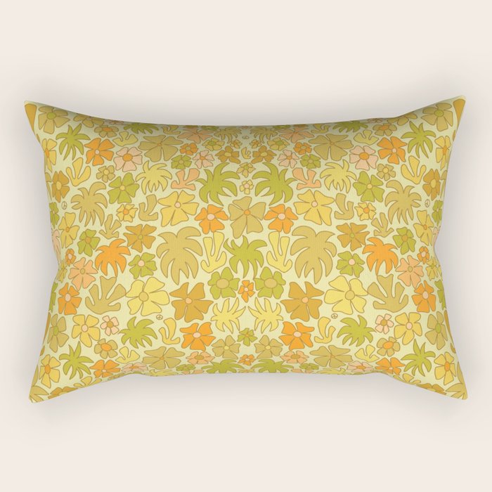 tropical flower power retro 70s pattern by surfy birdy  Rectangular Pillow Gallery Image 1