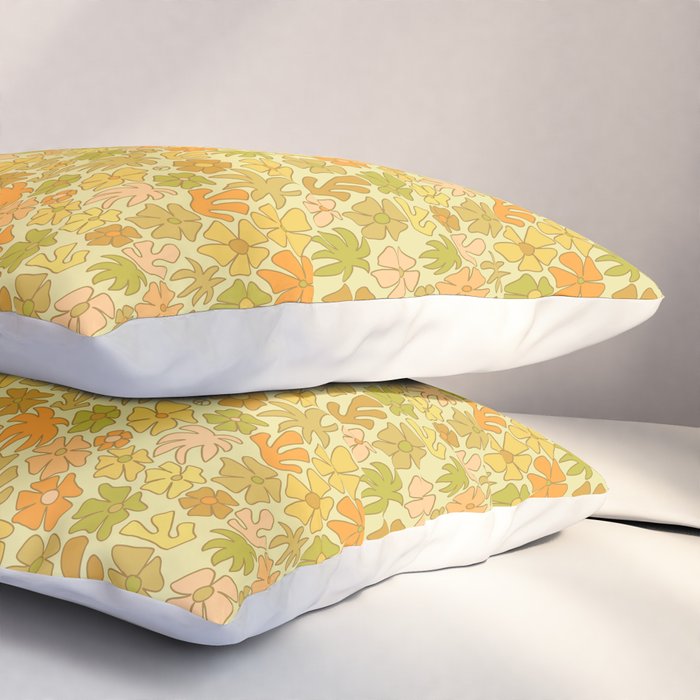 tropical flower power retro 70s pattern by surfy birdy  Pillow Sham Gallery Image 3