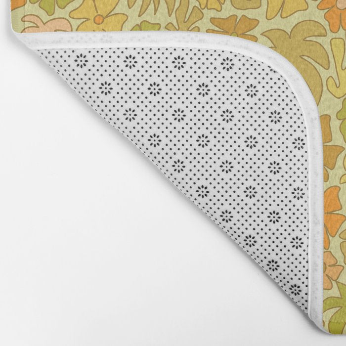 tropical flower power retro 70s pattern by surfy birdy  Bath Mat Gallery Image 2