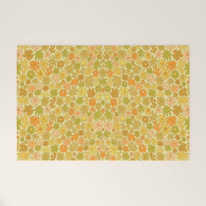 tropical flower power retro 70s pattern by surfy birdy  Welcome Mat Gallery Image 1