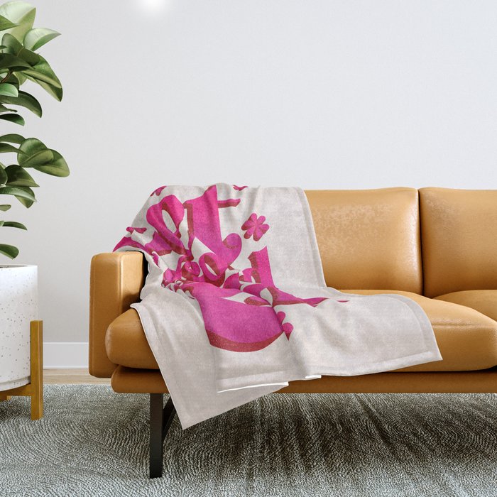 Let The Good Times Roll  - Retro Type in Pink Throw Blanket Gallery Image 1