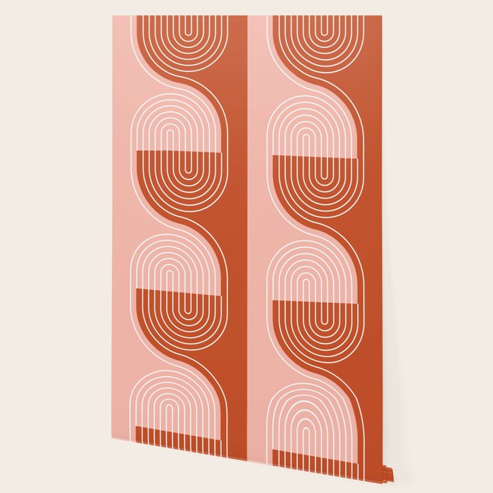Geometric Lines in Terracotta Rose Gold 19 (Rainbow and Lines Abstraction) Wallpaper Gallery Image 2