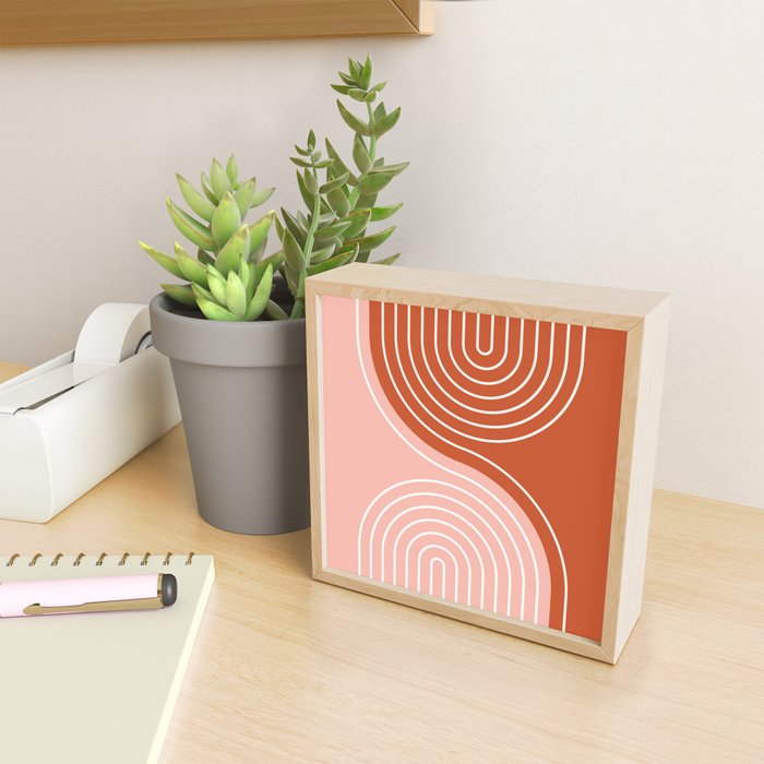 Geometric Lines in Terracotta Rose Gold 19 (Rainbow and Lines Abstraction) Mini Art Print Gallery Image 2