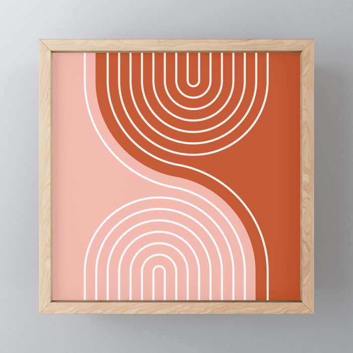 Geometric Lines in Terracotta Rose Gold 19 (Rainbow and Lines Abstraction) Mini Art Print Gallery Image 1