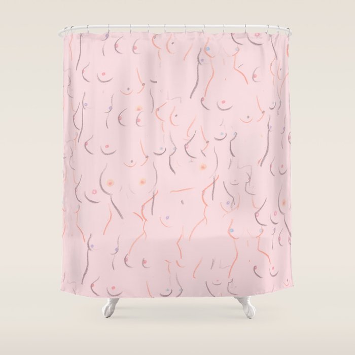 Breasts in Millennial Pink Shower Curtain Gallery Image 1