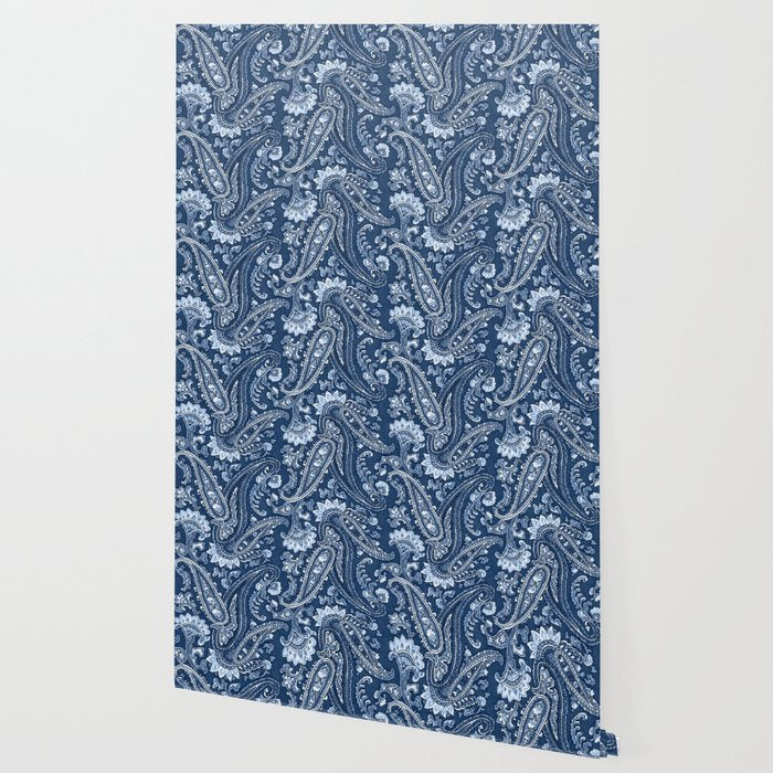 Blue indigo paisley Wallpaper Gallery Image 2