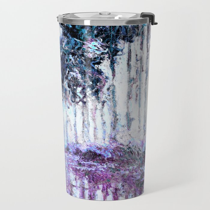 Monet : Poplars Lavender Periwinkle Deep Blue Travel Mug Gallery Image 2