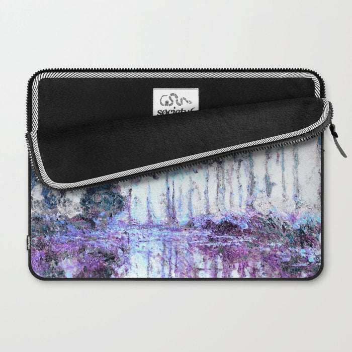 Monet : Poplars Lavender Periwinkle Deep Blue Laptop Sleeve Gallery Image 2