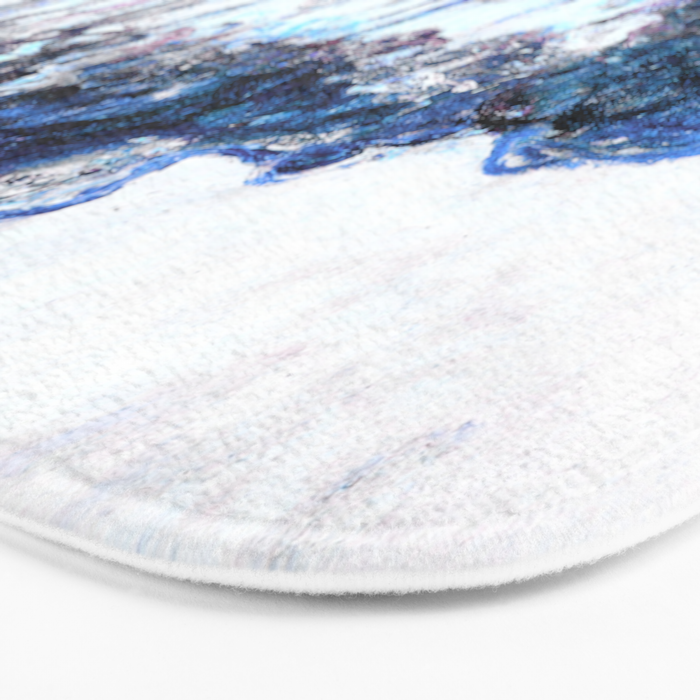 Monet : Poplars Lavender Periwinkle Deep Blue Bath Mat Gallery Image 3