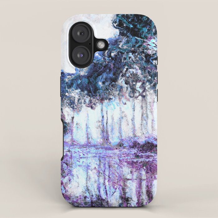 Monet : Poplars Lavender Periwinkle Deep Blue iPhone Case Gallery Image 1
